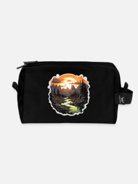 Landschaft - Illustration - Recycelte Kulturtasche - Schwarz