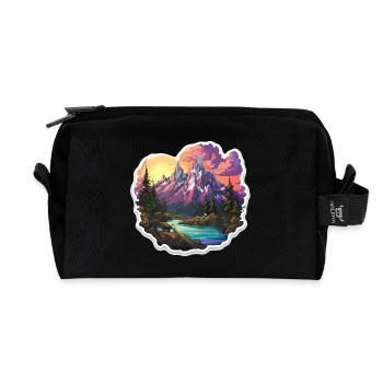 Paysage - Illustration - Trousse de toilette en tissu recyclé - noir - Devant