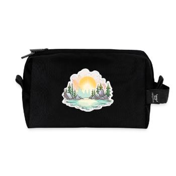 Paysage - Illustration - Trousse de toilette en tissu recyclé - noir - Devant