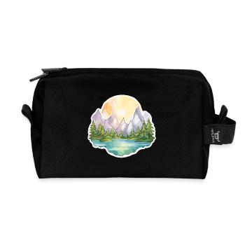 Landscape - Illustration - Recycled Toiletry Zip Bag - black - Front