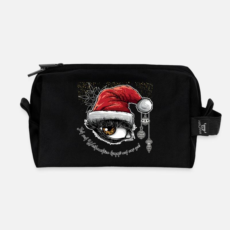 Weihnachtsauge im Graffiti-Stil mit Hut - Recycelte Kulturtasche - Schwarz