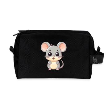 Cute Mouse Kawaii Cartoon Watercolor Animal Pet - Recycled Toiletry Zip Bag - black - Front