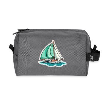 Sailboat - illustration - Recycled Toiletry Zip Bag - anthracite - Front