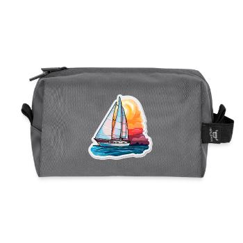 Sailboat - illustration - Recycled Toiletry Zip Bag - anthracite - Front