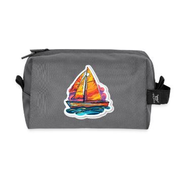 Sailboat - illustration - Recycled Toiletry Zip Bag - anthracite - Front