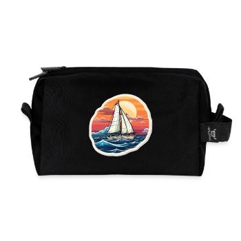 Segelboot - Illustration - Recycelte Kulturtasche - Schwarz - Vorne