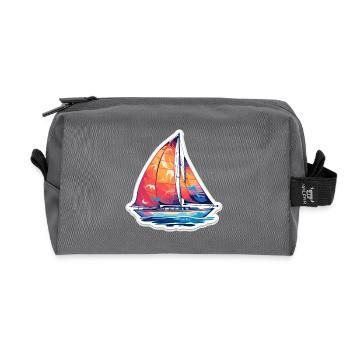 Sailboat - illustration - Recycled Toiletry Zip Bag - anthracite - Front