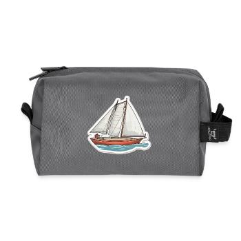 Sailboat - illustration - Recycled Toiletry Zip Bag - anthracite - Front