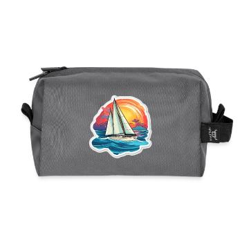 Sailboat - illustration - Recycled Toiletry Zip Bag - anthracite - Front