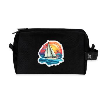 Segelboot - Illustration - Recycelte Kulturtasche - Schwarz - Vorne