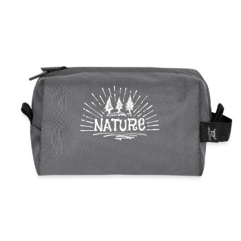 Nature, Détente, Camping, Envie De Voyager, Dicton, Randonneur - Trousse de toilette en tissu recyclé - anthracite - Devant