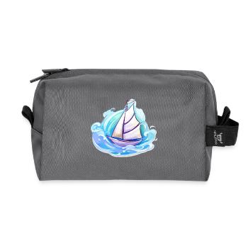Sailboat - illustration - Recycled Toiletry Zip Bag - anthracite - Front