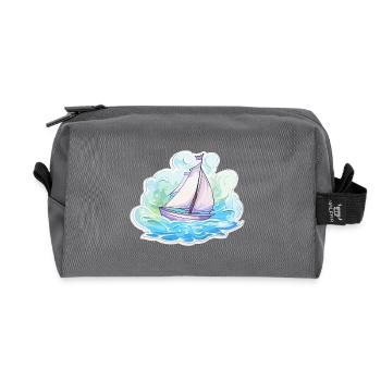 Sailboat - illustration - Recycled Toiletry Zip Bag - anthracite - Front