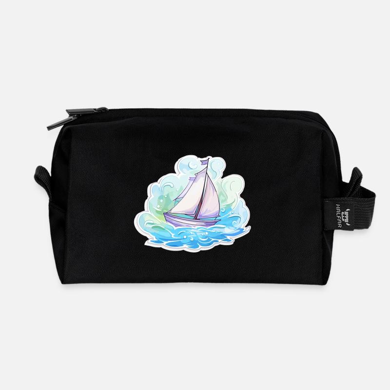 Segelboot - Illustration - Recycelte Kulturtasche - Schwarz