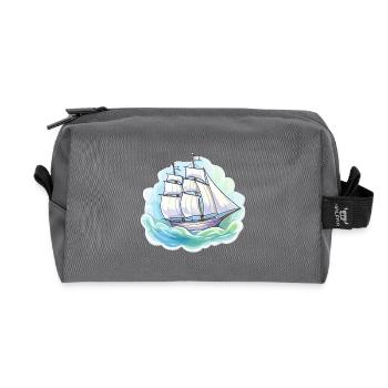 Sailboat - illustration - Recycled Toiletry Zip Bag - anthracite - Front