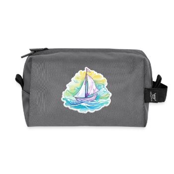Sailboat - illustration - Recycled Toiletry Zip Bag - anthracite - Front