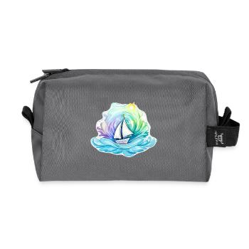Sailboat - illustration - Recycled Toiletry Zip Bag - anthracite - Front