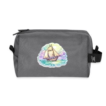 Sailboat - illustration - Recycled Toiletry Zip Bag - anthracite - Front