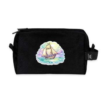 Segelboot - Illustration - Recycelte Kulturtasche - Schwarz - Vorne