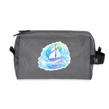 Sailboat - illustration - Recycled Toiletry Zip Bag - anthracite - Front