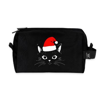 Chat Noël - Trousse de toilette en tissu recyclé - noir - Devant