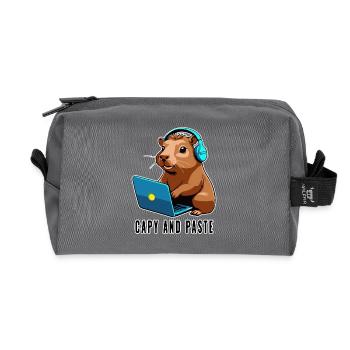 Capybara mit Witz Capy and Paste - Recycelte Kulturtasche - Anthrazit - Vorne
