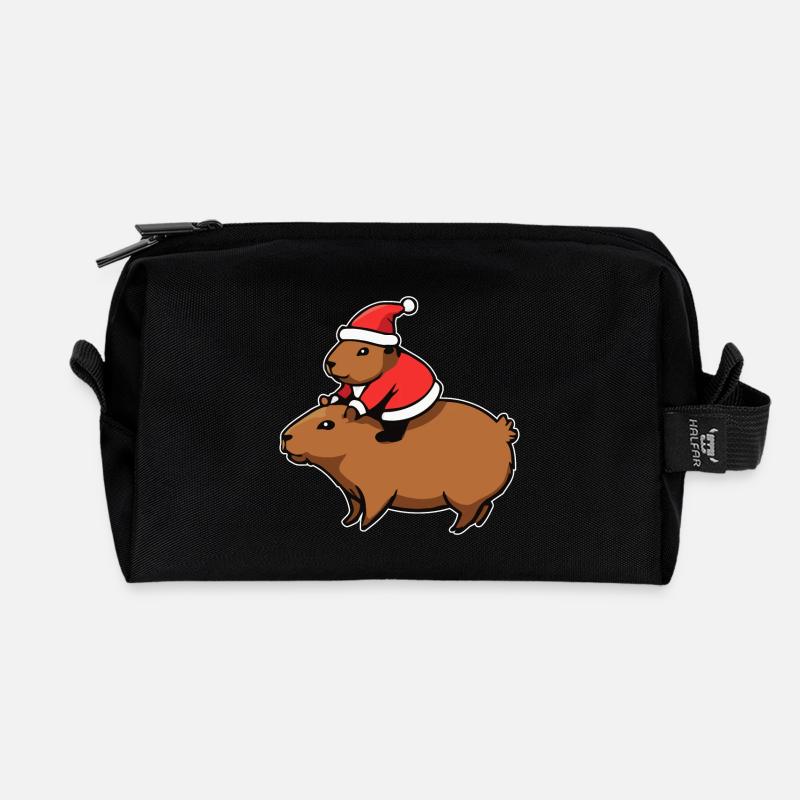 Capybara Weihnachten - Recycelte Kulturtasche - Schwarz
