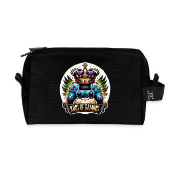 Roi du jeu - Illustration de la manette et de la couronne - Trousse de toilette en tissu recyclé - noir - Devant