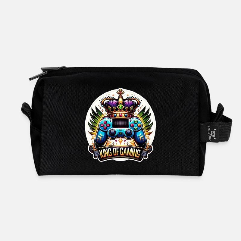 King of Gaming - Controller und Krone Illustration - Recycelte Kulturtasche - Schwarz
