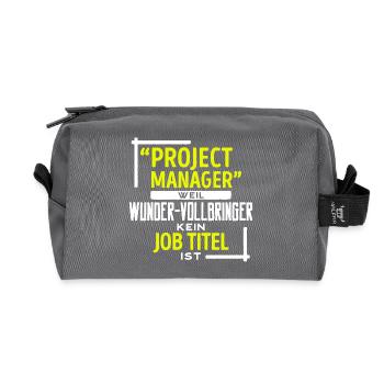 Job Statement Project Manager Profession Career Work - Recycled Toiletry Zip Bag - anthracite - Front