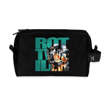 Rottweiler Portrait - Recycled Toiletry Zip Bag - black - Front