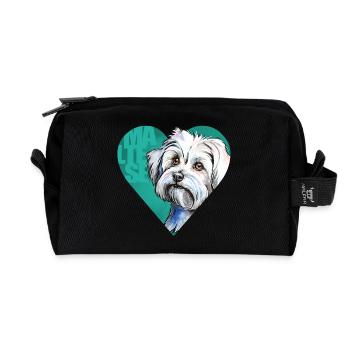 Maltese Portrait - Recycled Toiletry Zip Bag - black - Front