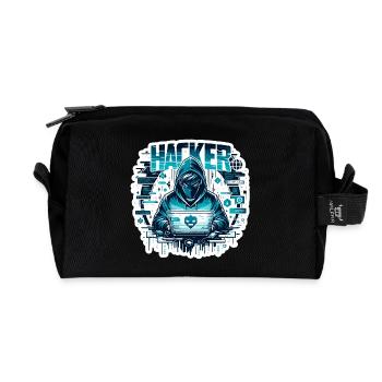 Hacker - Illustration - Recycled Toiletry Zip Bag - black - Front