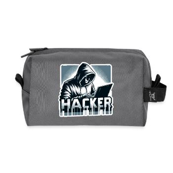 Hacker - Illustration - Recycled Toiletry Zip Bag - anthracite - Front