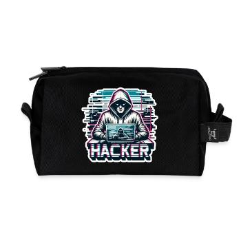 Hacker - Illustration - Recycelte Kulturtasche - Schwarz - Vorne