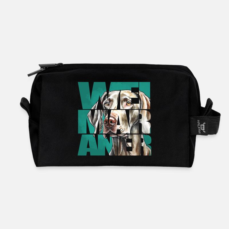 Weimaraner Portrait - Recycelte Kulturtasche - Schwarz
