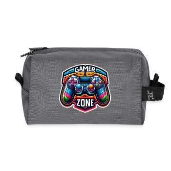 Gamer Zone - Controller Illustration - Recycled Toiletry Zip Bag - anthracite - Front