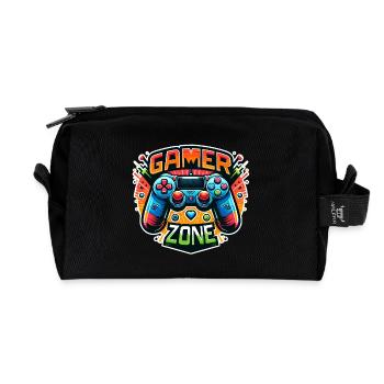 Zone de jeu - Illustration de la manette - Trousse de toilette en tissu recyclé - noir - Devant
