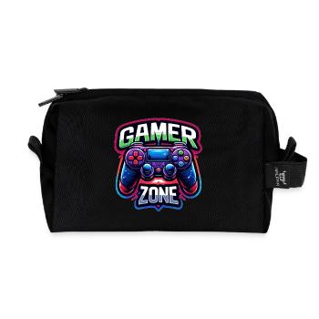 Gamer Zone - Controller Illustration - Recycled Toiletry Zip Bag - black - Front