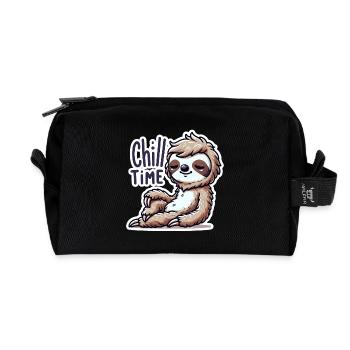 Chill Time - Sloth Illustration - Recycled Toiletry Zip Bag - black - Front