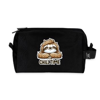 Chill Time - Sloth Illustration - Recycled Toiletry Zip Bag - black - Front