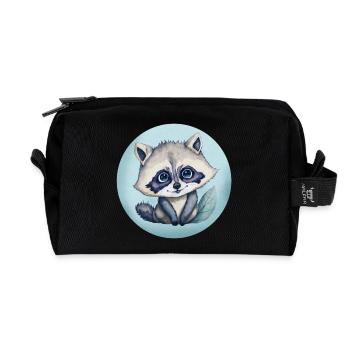 Aquarell-Illustration Niedlicher Baby-Waschbär - Recycelte Kulturtasche - Schwarz - Vorne