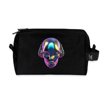 Chromatischer Alien-Kopf mit Kopfhörern - Recycelte Kulturtasche - Schwarz - Vorne