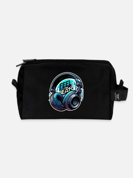 Feel the Beats - Kopfhörer Illustration - Recycelte Kulturtasche - Schwarz