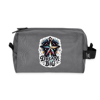 Rêvez grand - Illustration d’étoile filante - Trousse de toilette en tissu recyclé - anthracite - Devant