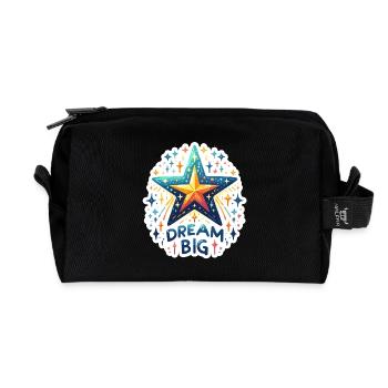Rêvez grand - Illustration d’étoile filante - Trousse de toilette en tissu recyclé - noir - Devant