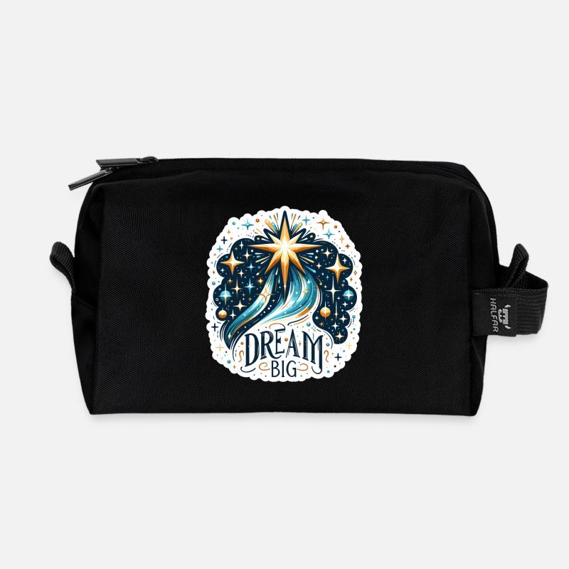 Dream Big - Sternschnuppe Illustration - Recycelte Kulturtasche - Schwarz