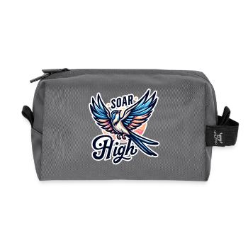 Soar High - bird illustration - Recycled Toiletry Zip Bag - anthracite - Front