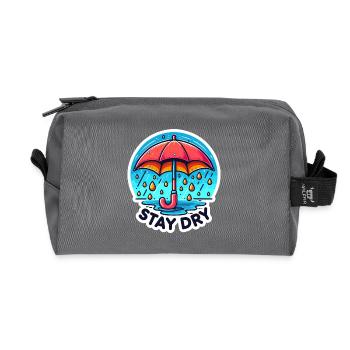Stay Dry - Umbrella Illustration - Recycled Toiletry Zip Bag - anthracite - Front