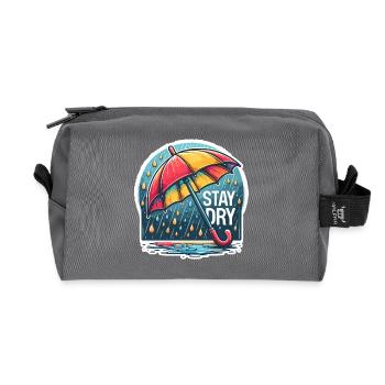Stay Dry - Umbrella Illustration - Recycled Toiletry Zip Bag - anthracite - Front